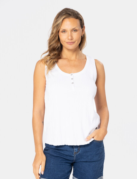 MUSCULOSA RIB CON BOTONES Blanco