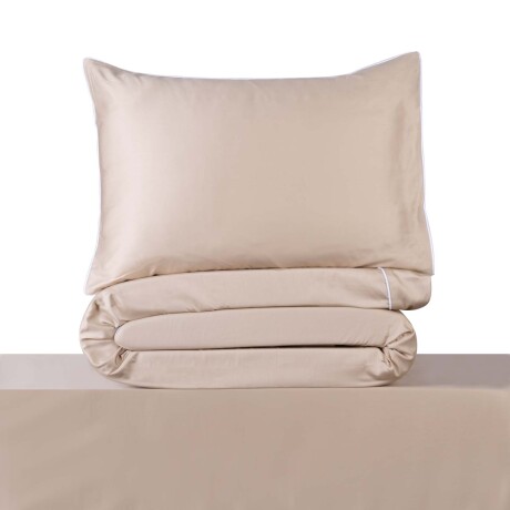 JGO SÁBANAS FESTÓN BLANCO 2 PLAZAS ALGODON NATURAL-BEIGE 300 HILOS ARENA