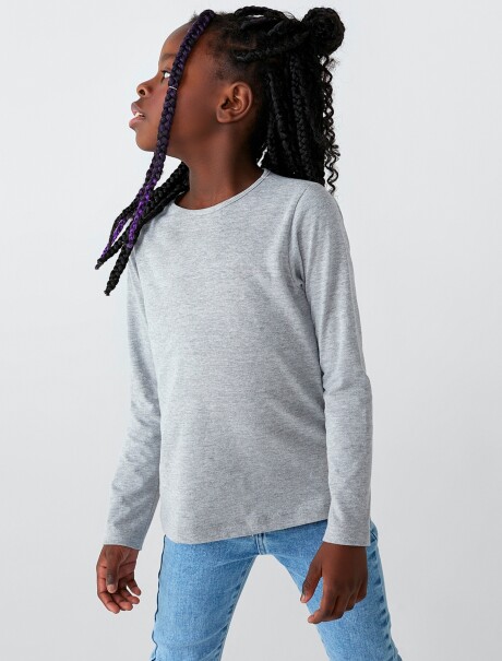 CAMISETA BÁSICA DE NIÑA GRIS