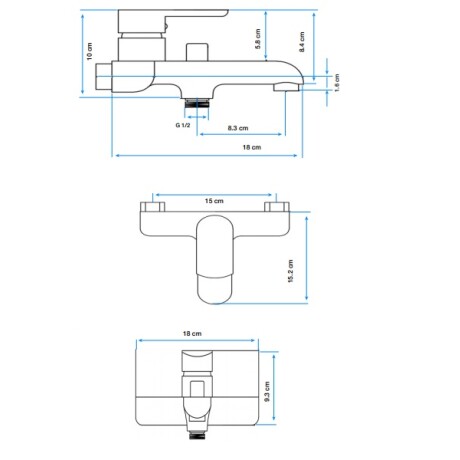 Griferia De Ducha Externa Monocomando Cromo Aqualia Alassio 000