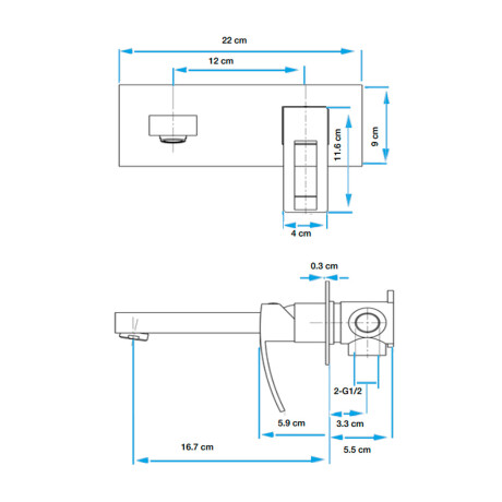 Griferia De Lavatorio Pared Linea Siena Aqualia Monocomando Cromo 000