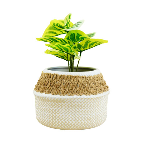 Maceta de cerámica con guarda tejida Maceta de cerámica con guarda tejida