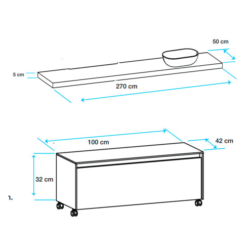 Mueble De Baño Gris Con Mesada De Roble Y Bacha Blanca 90X48.5X16Cm Aqualia 000