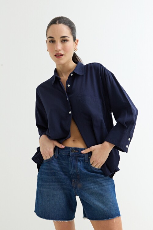 Camisa lisa rustica AZUL MARINO