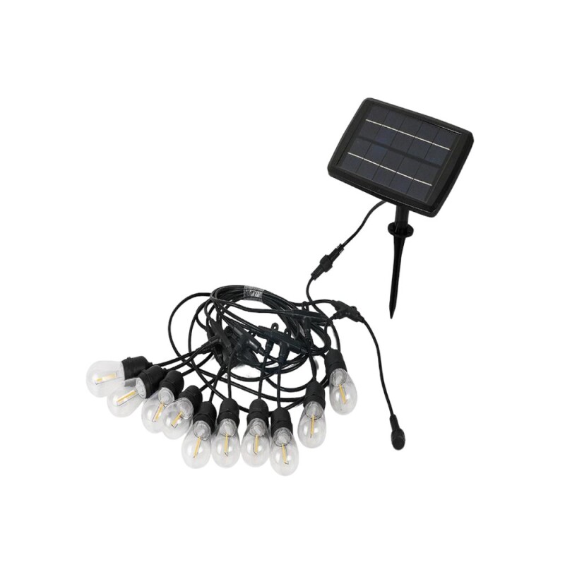 Guirnalda luces S14 5 metros 10 luces cálidas carga solar Guirnalda luces S14 5 metros 10 luces cálidas carga solar
