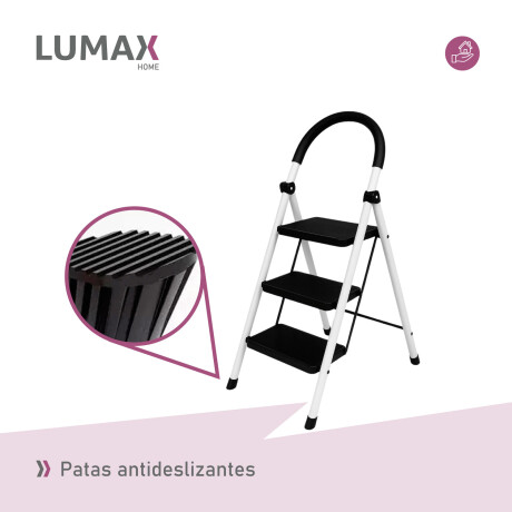 Escalera Tijera 3 Escalones Base Antideslizante Negro/Blanco