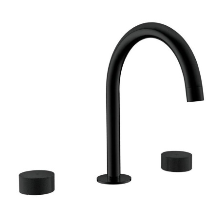 Griferia Lavatorio Bimando Con Volantes Labrados En Negro Mate - Serie Nuoro 000