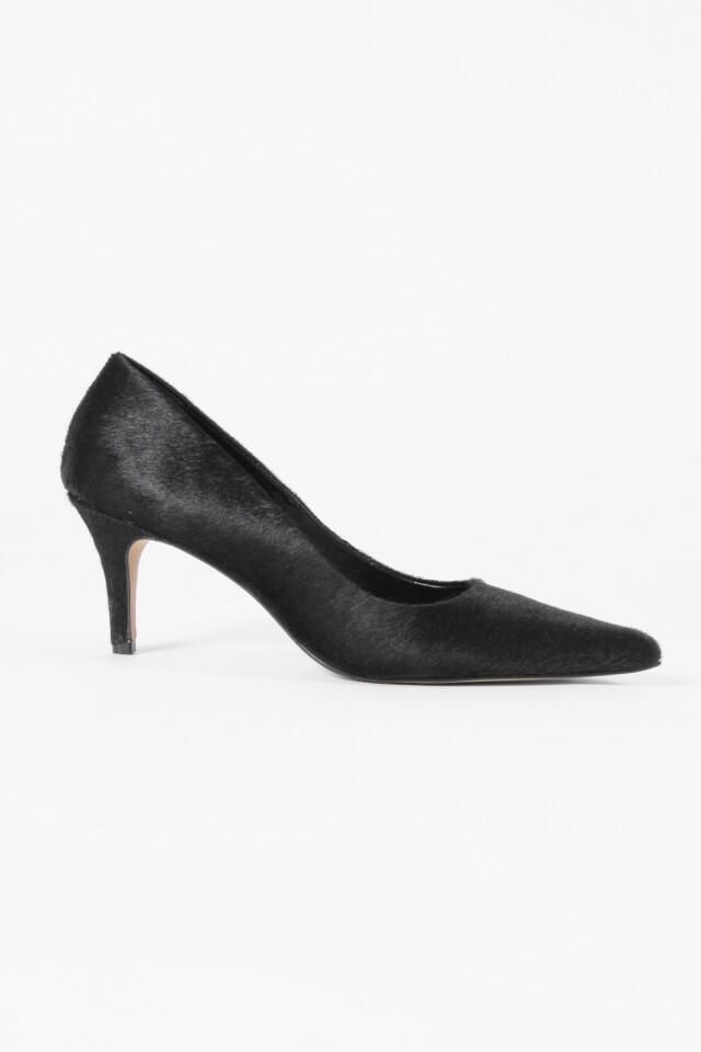Stiletto Amelia de cuero pelo negro