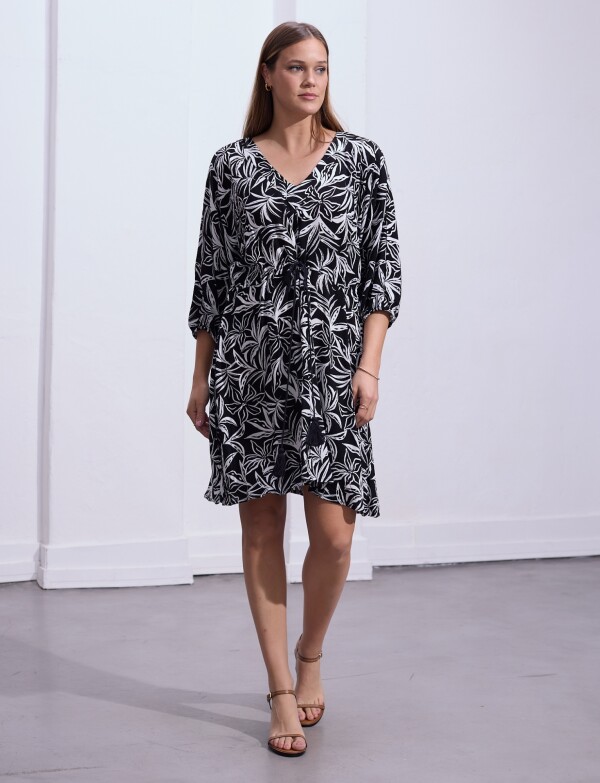 Vestido Esc V NEGRO/BLANCO