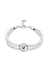 PULSERA DE BOLAS DOBLE DE ALEACIÓN DE METALES BAÑADA EN PLATA CON DETALLE DE OJO Y CRISTAL EN AZUL Pulsera