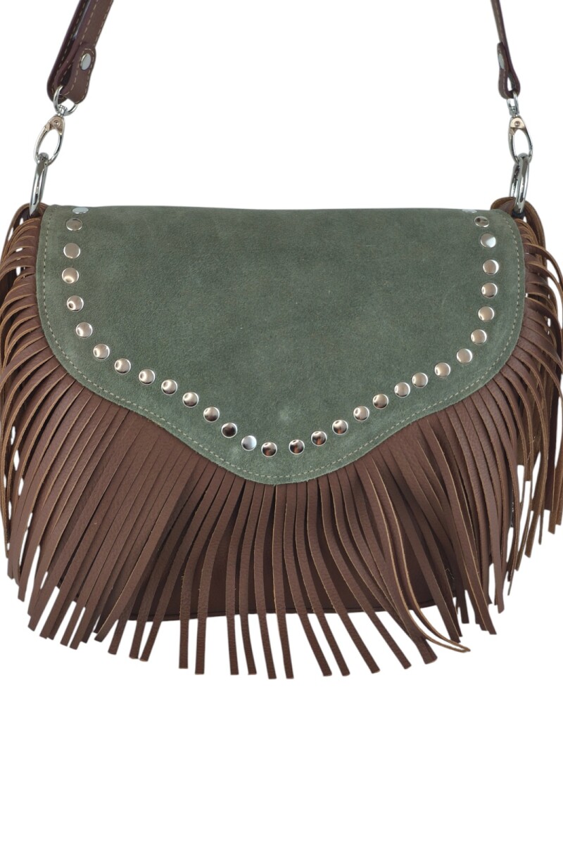 Cartera con flecos y solapa Verde