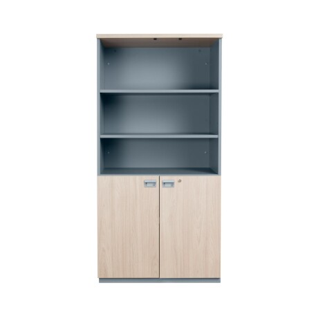 BIBLIOTECA MADERA GRIS WORK 2 PUERTAS