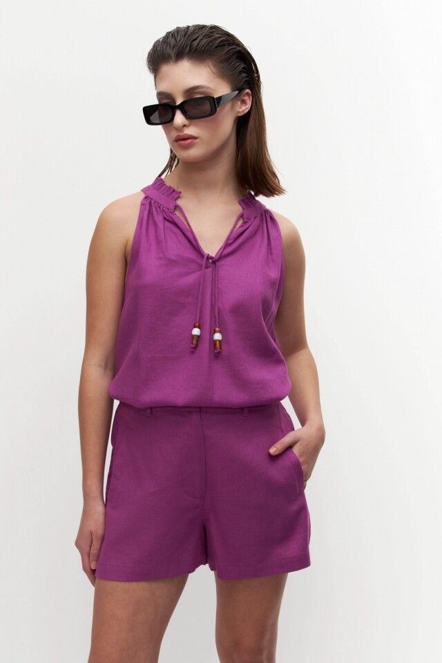 Short de lino magenta