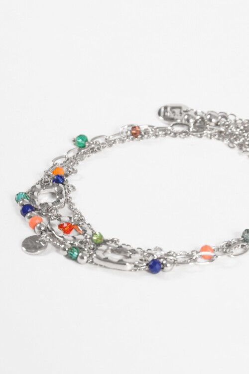 Set de tres pulseras dijes plateado
