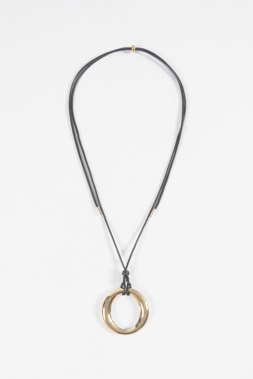Collar cordón dije circular metal dorado