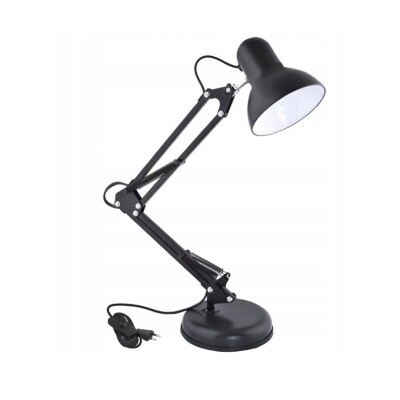 Lampara de mesa articulada ajustable con pinza y base blanca Lampara de mesa articulada ajustable con pinza y base blanca