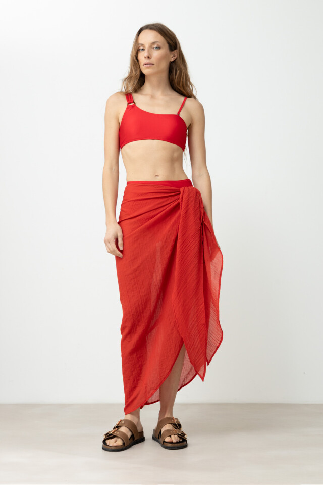 Bikini top Mykonos asimetrico rojo