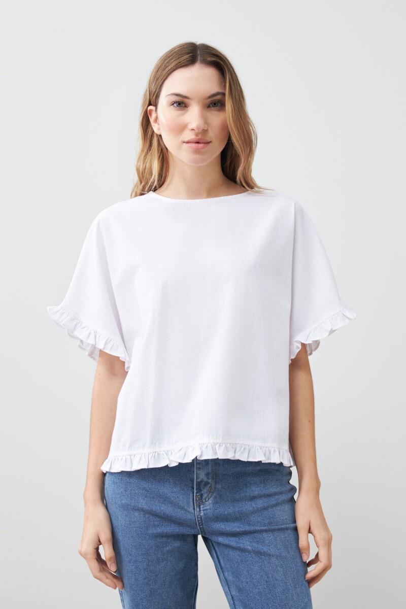 Blusa con volados blanco