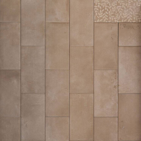 Ceramica Beige Mate Decorado Flores 10X20Cm Pared GAMAS DE BEIGE