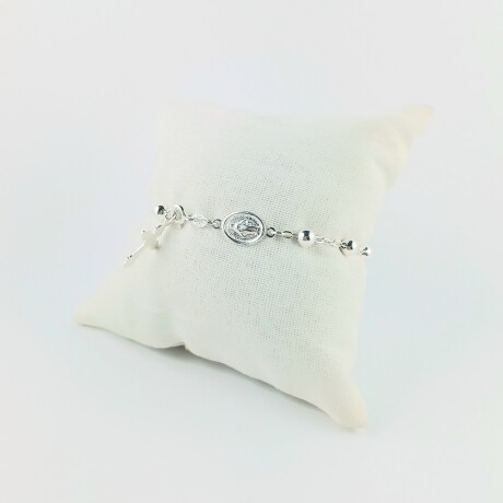 Pulsera de la Virgen Milagrosa con cruz y perlas todo en plata 925. Pulsera de la Virgen Milagrosa con cruz y perlas todo en plata 925.