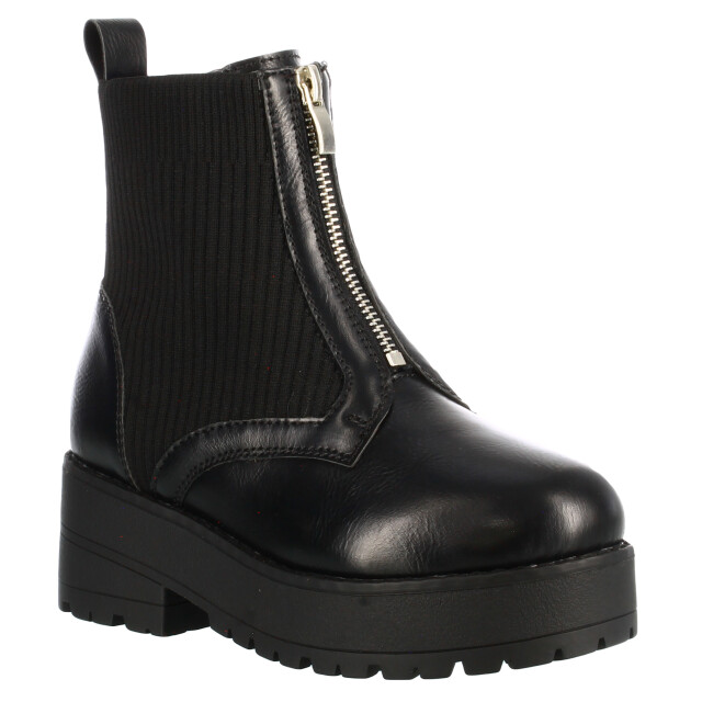 Bota de Niña Mini Miss Carol ARTEMISA con piezas de material tejido y cierre delantero Negro