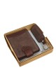 Set de billetra y llavero Marron