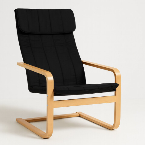 Sillón Individual Flex Negro de Diseño Nórdico con Estructura de Madera – Ideal para Living, Dormitorio u Oficina Sillón Individual Flex Negro de Diseño Nórdico con Estructura de Madera – Ideal para Living, Dormitorio u Oficina