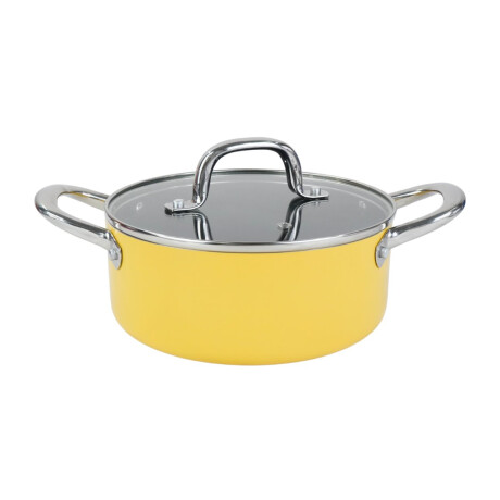 Olla amarilla de aluminio con tapa de vidrio Olla amarilla de aluminio con tapa de vidrio
