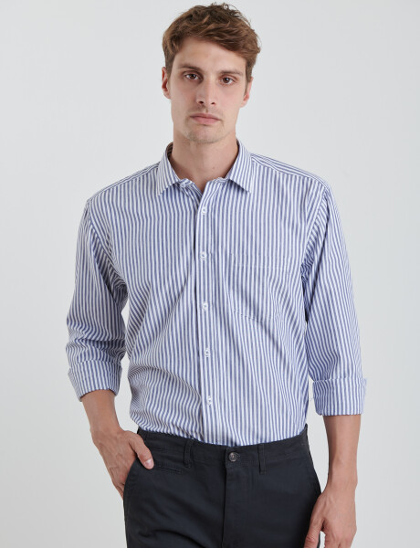 012626 CAMISA HARRINGTON LABEL Blanco/azul