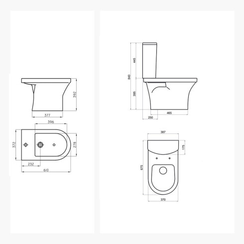 Juego De Inodoro, Mochila Y Bidet. Ferrum Linea Varese 000