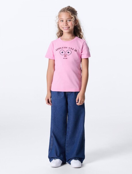 CAMISETA INFANTIL CON ESTAMPA ROSADO