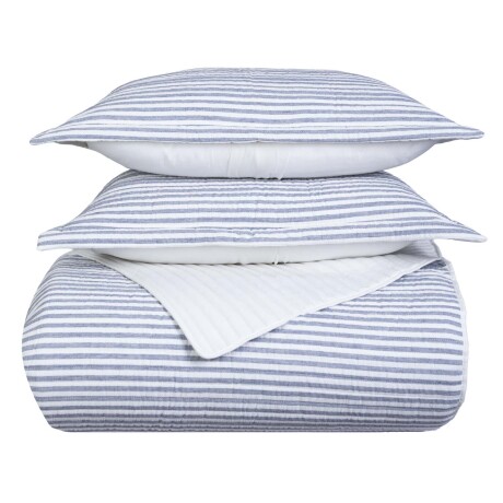 SET CUBRECAMA 2 PLAZAS ALGODON AZUL COTTON STRIPE
