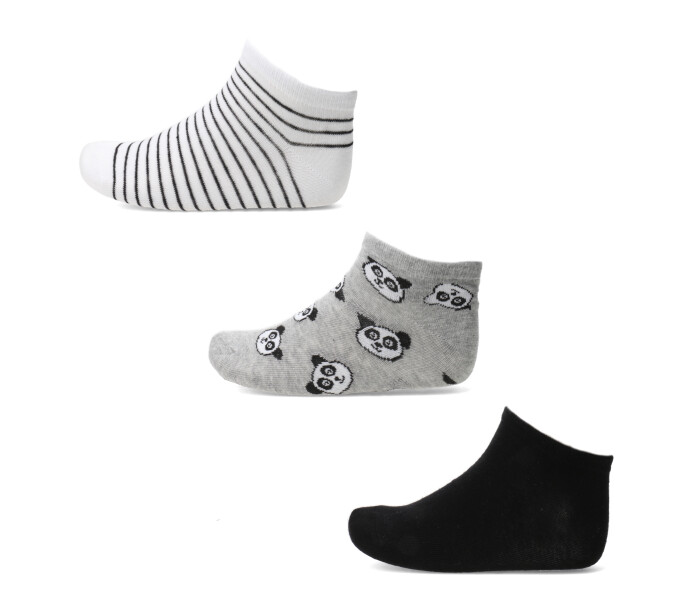 Medias Miss Carol trainer Gris - Negro - Blanco