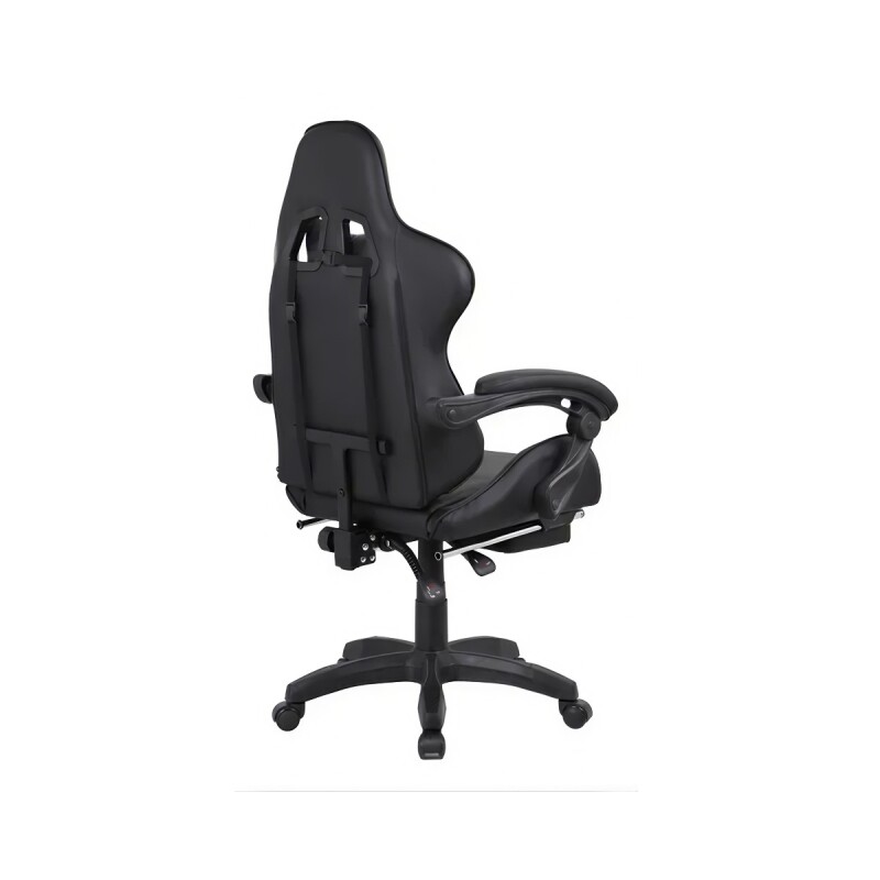 Silla gamer ergonomica reclinable con posapie negro Silla gamer ergonomica reclinable con posapie negro