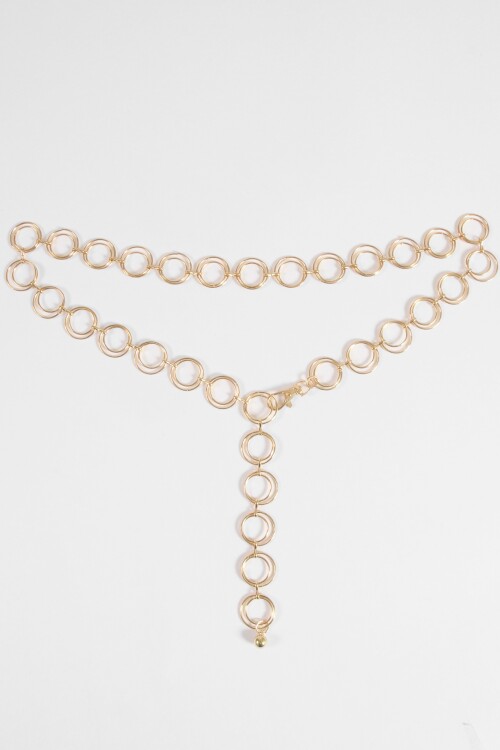 Cinturón metálico aros dobles dorado