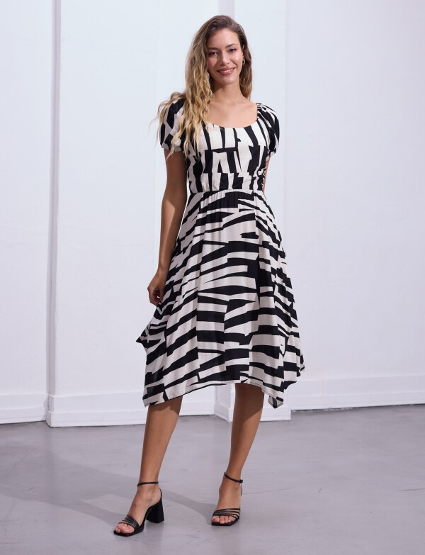 Vestido Printed NEGRO/CRUDO