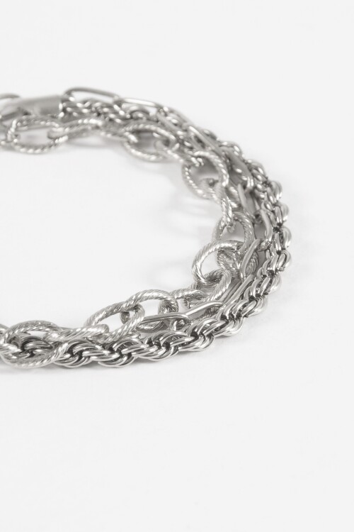 Set tres pulseras acero plateado
