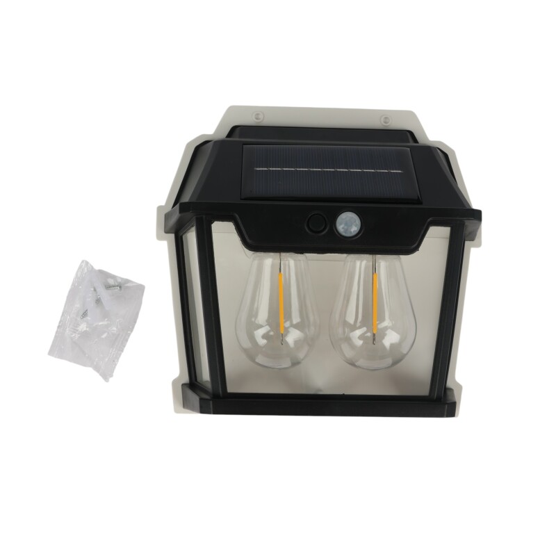 FAROL DE PARED CON DOBLE LED Y CARGA SOLAR NEGRO FAROL DE PARED CON DOBLE LED Y CARGA SOLAR NEGRO