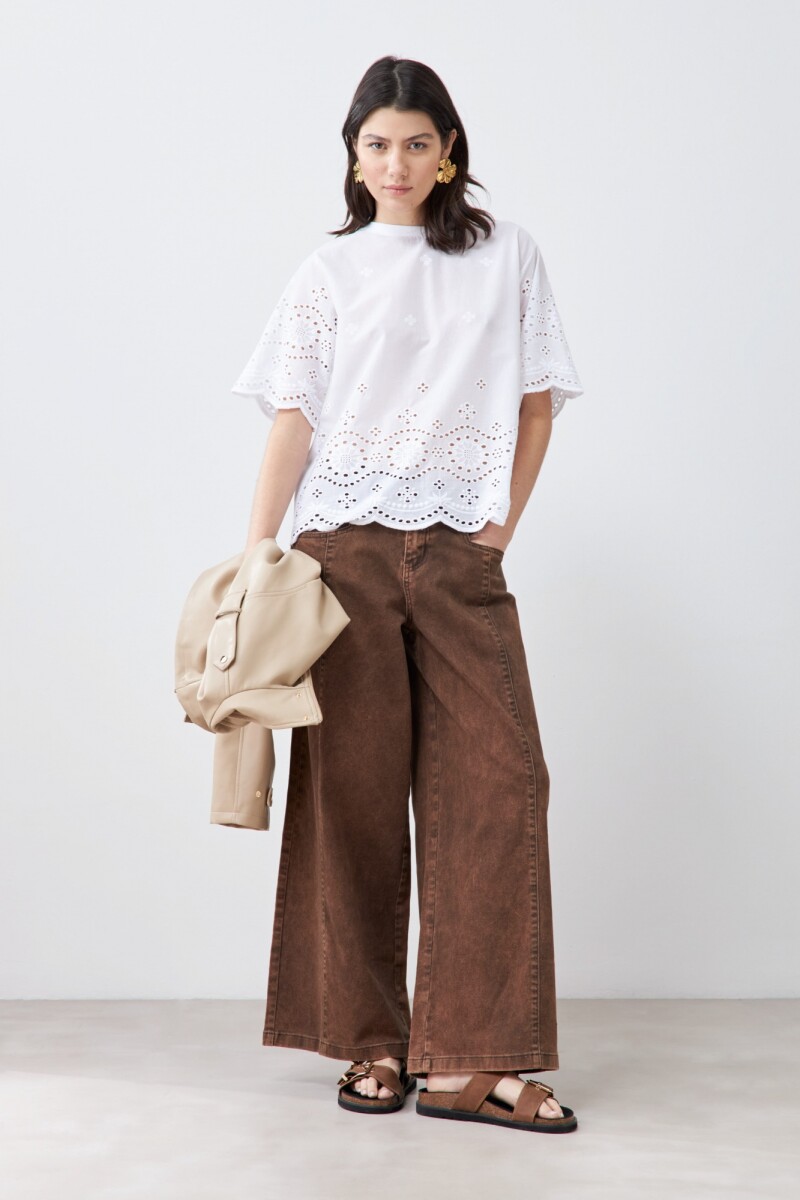 Remera con broderie - blanco 