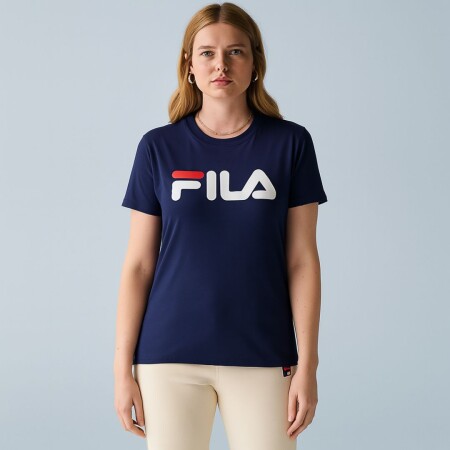 REMERA MUJER MANGA CORTA LETTER PREMIUM ii FILA AZUL