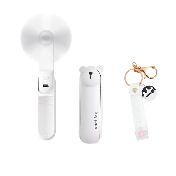 Mini Ventilador 2 en 1 Linterna Portatil Recargable Llavero Variante Color Blanco