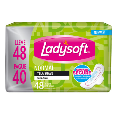 Toallas Femeninas Ladysoft Tela Suave 48 Uds. Toallas Femeninas Ladysoft Tela Suave 48 Uds.