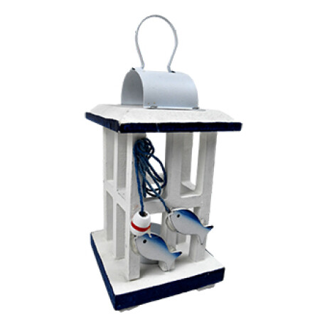 CANDELABRO FAROL MADERA BLANCO/AZUL NAUTICO CANDELABRO FAROL MADERA BLANCO/AZUL NAUTICO