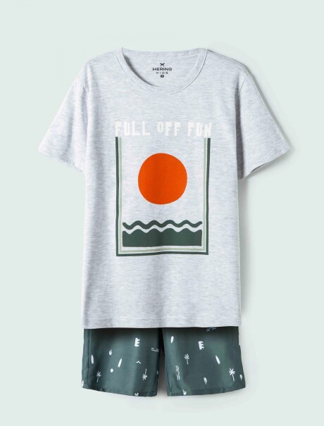 CONJUNTO INFANTIL CON BERMUDA ESTAMPADA GRIS