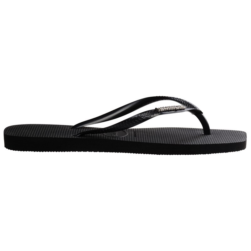 Ojotas Havaianas Slim Square Logo Metallic Negro