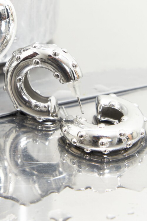 Aros acero dots plateado