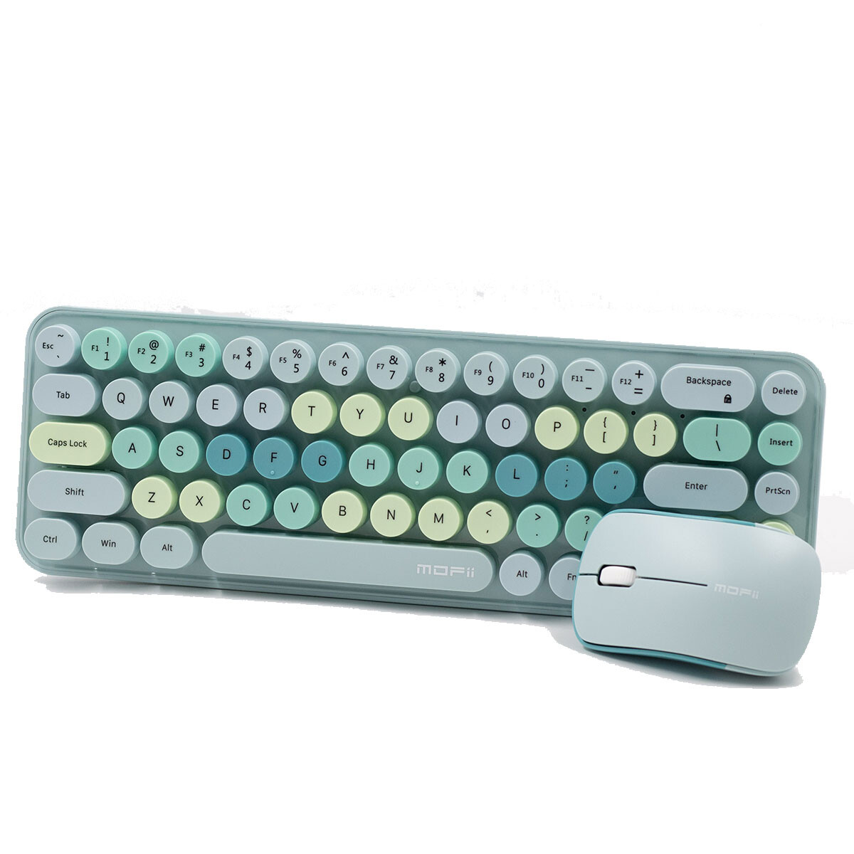 Combo mouse y teclado inalambrico diseño maquina de escribir verde 