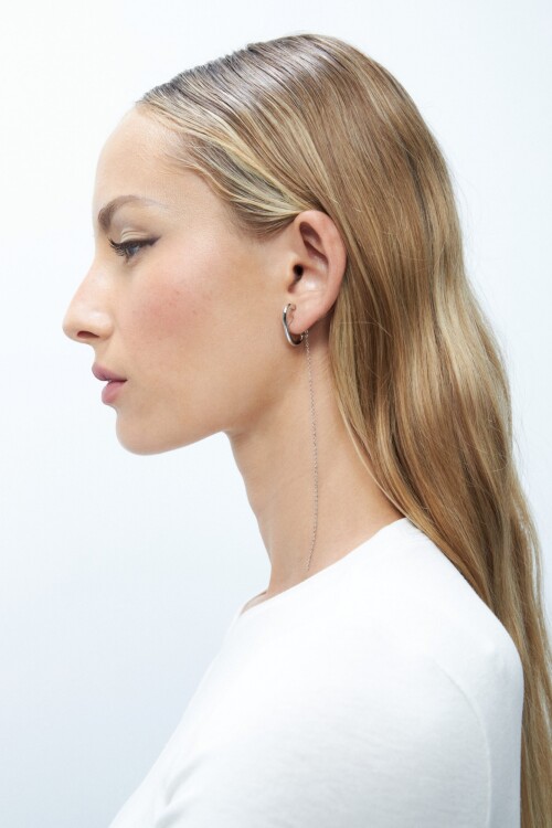 Aros acero con cadena plateado