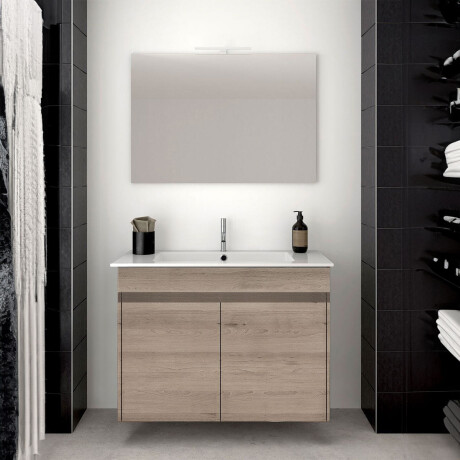 MUEBLE BLANCO CENIZA DE MADERA LAQUEADO 2 PUERTAS CON BACHA 61X46X17 000