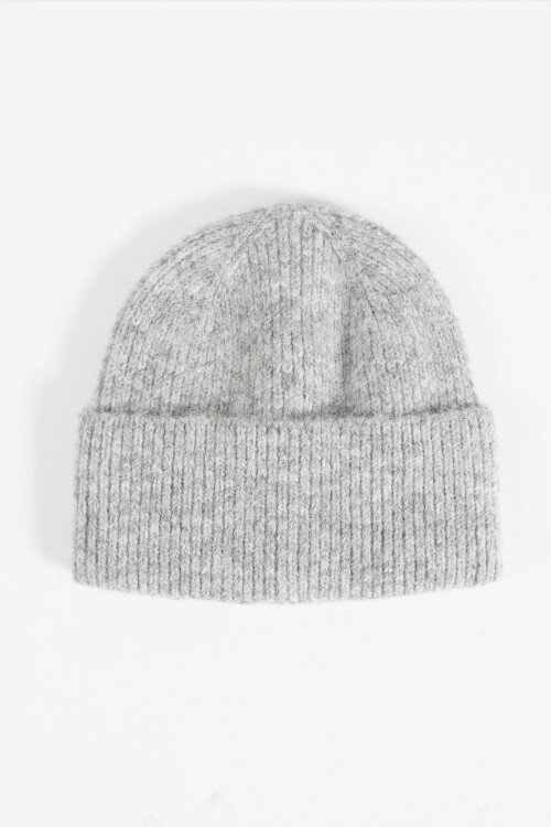 Gorro tejido ribbed gris melange